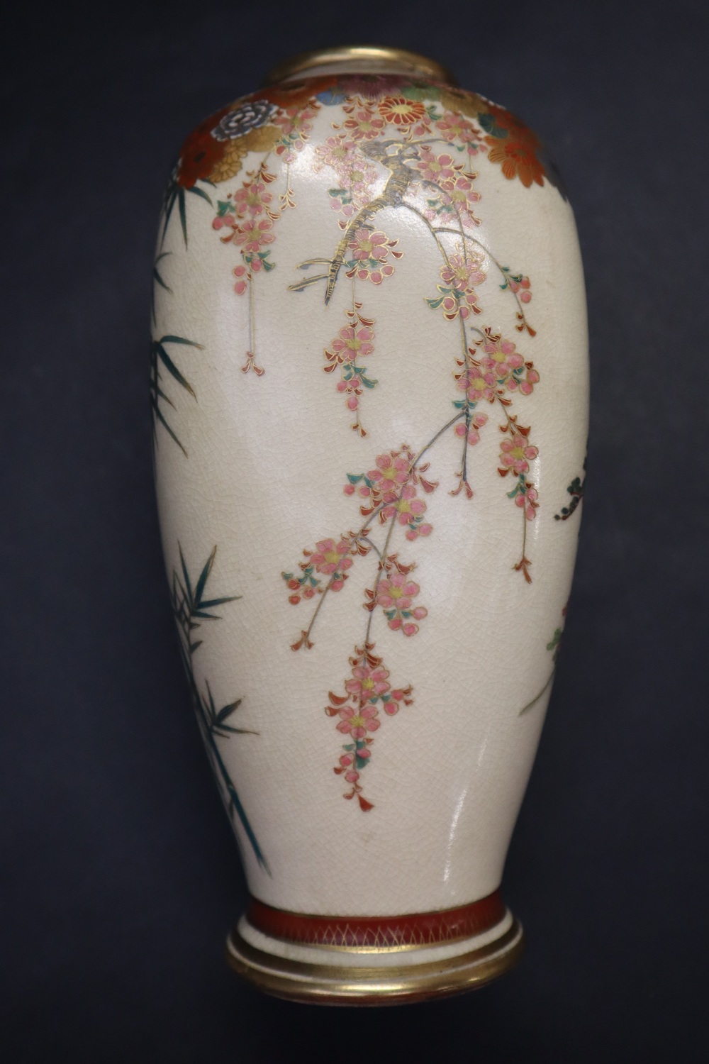 A Japanese satsuma pottery vase of tapering rectangular form painted with a landscape scene, - Image 6 of 8