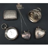 Two silver watch cases together with a silver pill box,