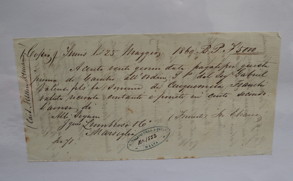 A collection of Bill of sales from the 1850's mostly Malta and North Africa (approximately 44) - Bild 4 aus 8