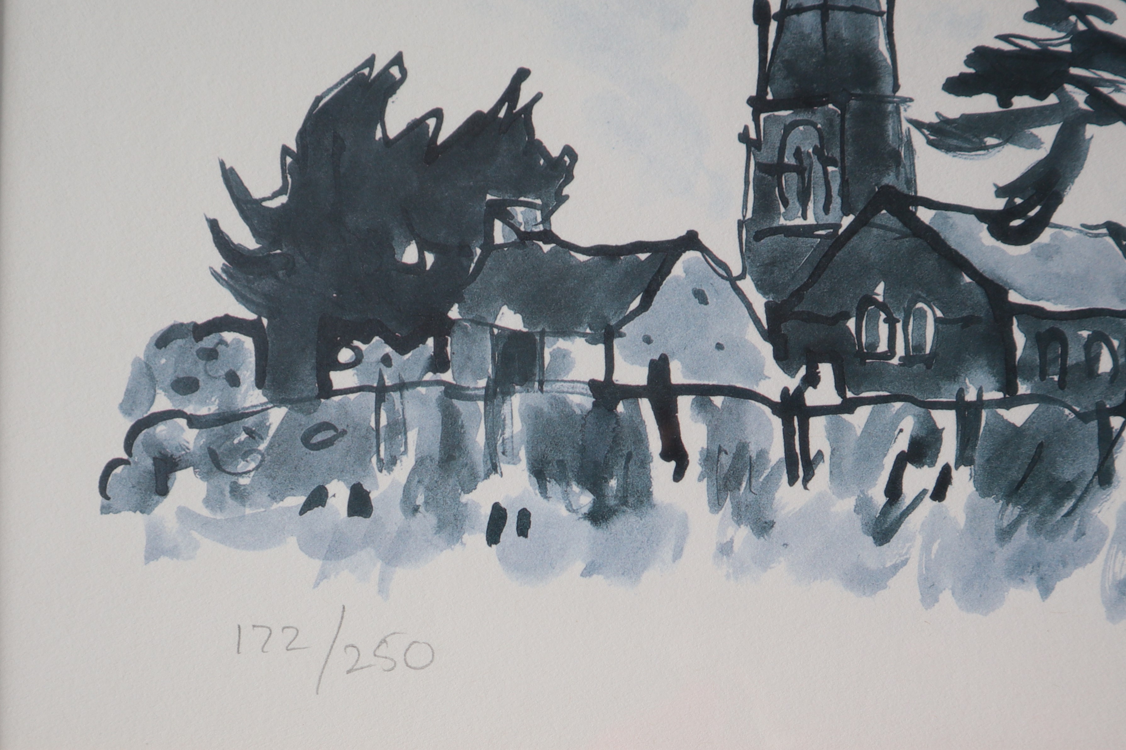 Sir Kyffin Williams Anglesey church with Spire and tree A limited edition print, No. - Image 4 of 5
