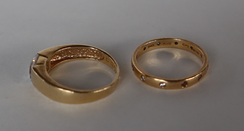 A 14ct gold ring with a princess cut Cubic Zirconium, size L, - Bild 5 aus 7