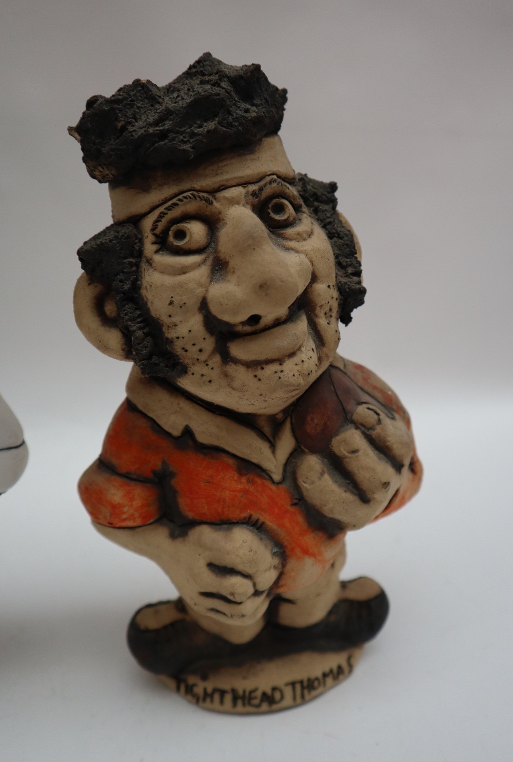 A John Hughes pottery Grogg of Will Carling in England Kit, No 13 to the reverse, signed and dated, - Image 5 of 8