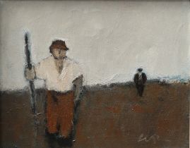Will Roberts Two figures in a field Oil on canvas Initialled and inscribed verso 39.