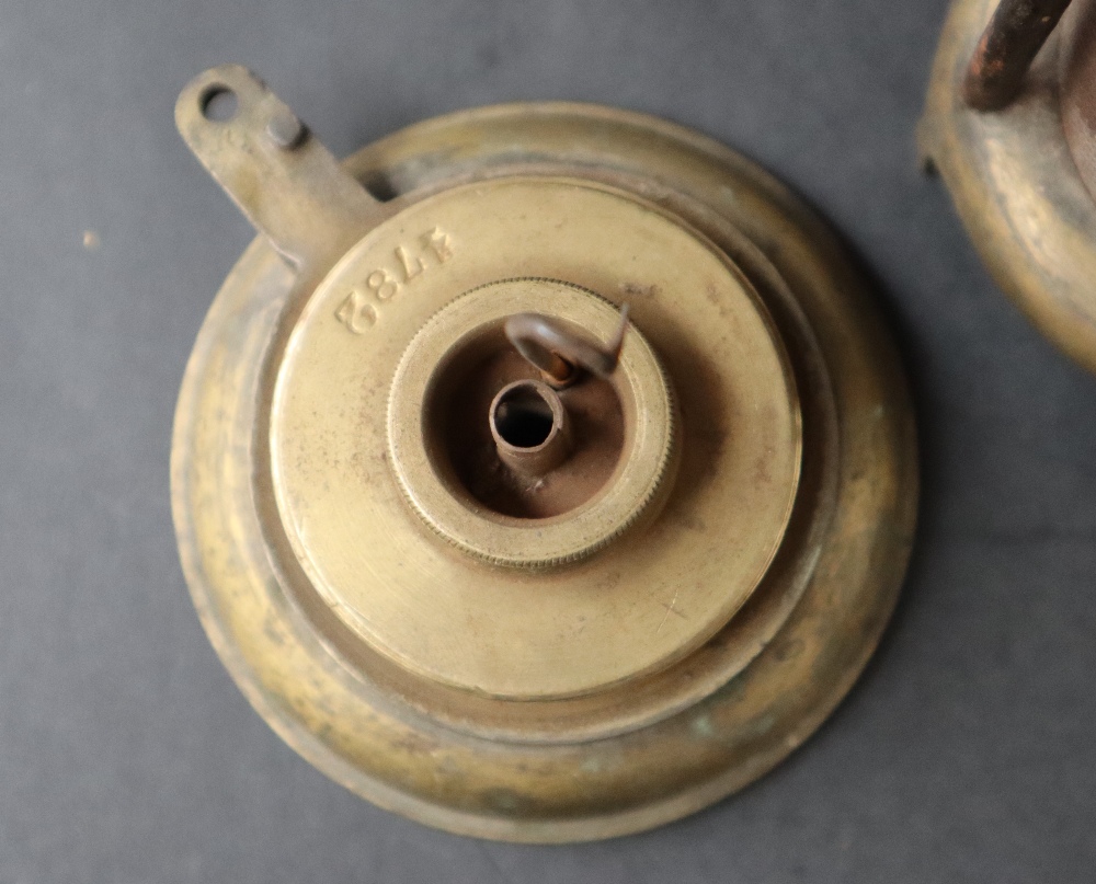 A brass Davy Miners lamp with a domed brass top and mesh screen, with glass interior, - Image 11 of 12