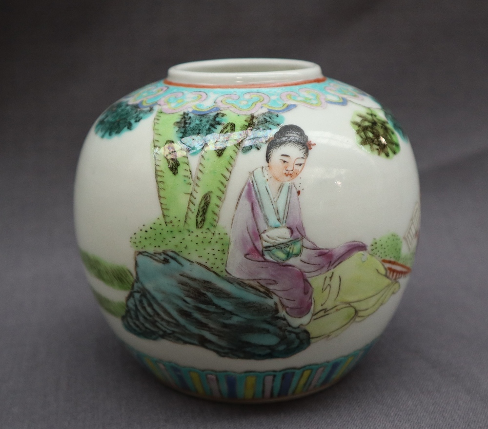 A Chinese porcelain ginger jar, decorated with figures under a tree, - Image 3 of 14