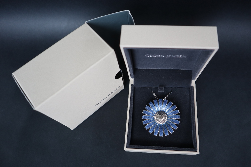 A Georg Jensen blue daisy brooch / pendant, - Image 7 of 7