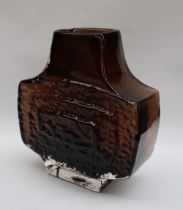 A Whitefriars TV brown glass vase, by Geoffrey Baxter, 17.