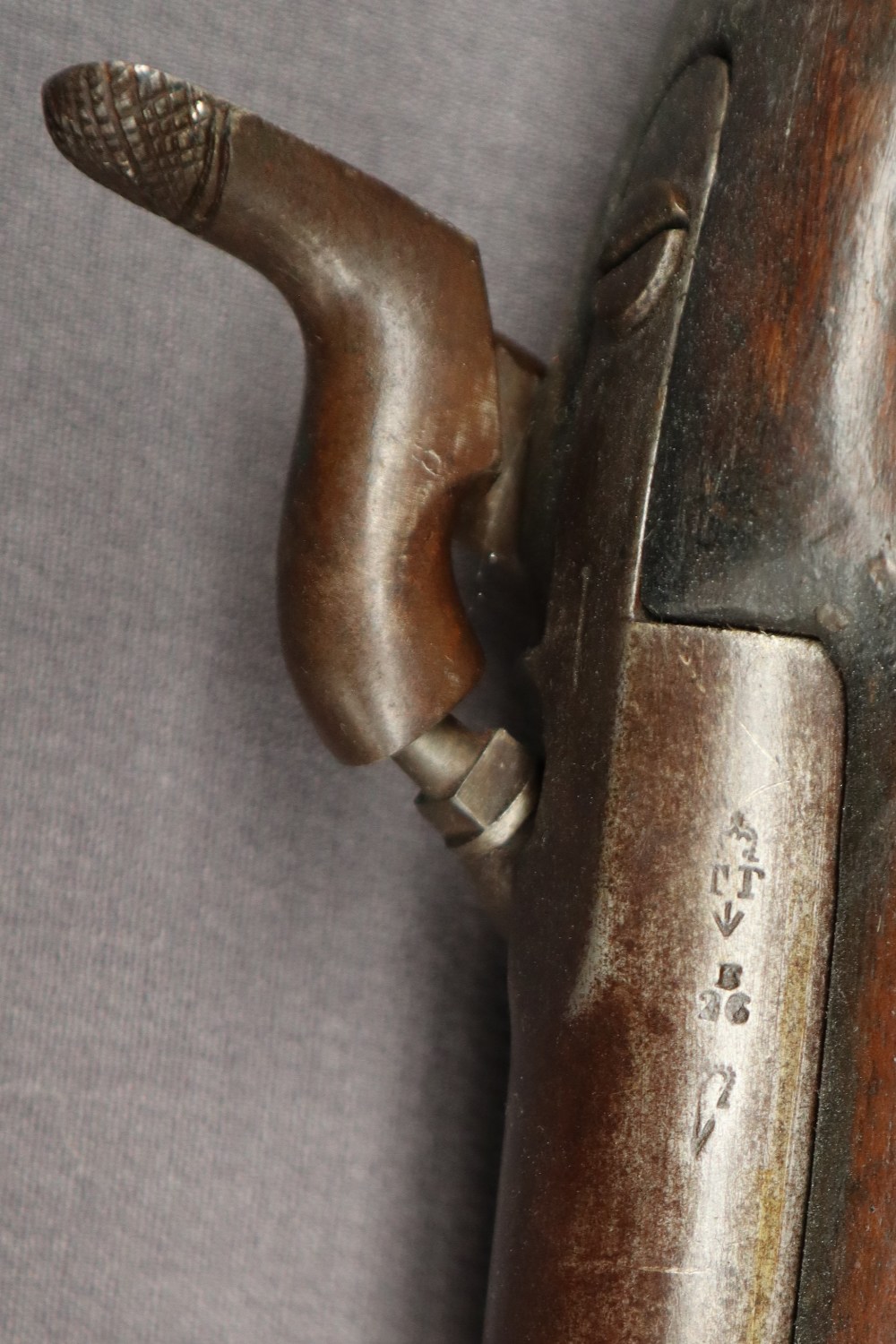 A two band percussion rifle with a ramrod and walnut stock, - Image 7 of 8