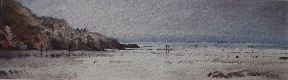 Gareth Thomas A beach scene Watercolour Signed 10.