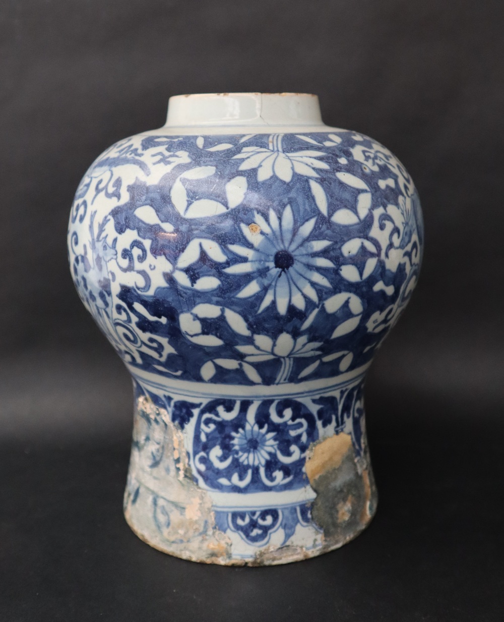 A 19th century Delft tin glazed earthenware blue and white vase decorated with stags, - Image 12 of 14