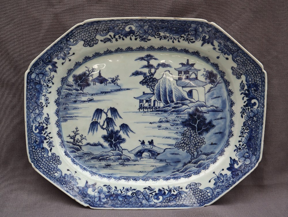 A Chinese porcelain blue and white meat plate, - Image 10 of 12