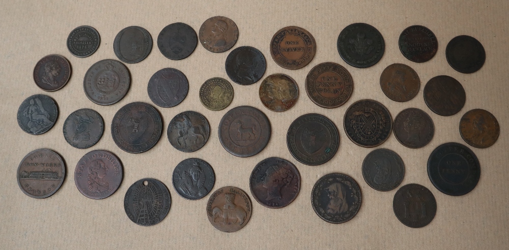 A collection of One and half Penny Tokens including Bristol & South Wales 1811, Chichester,