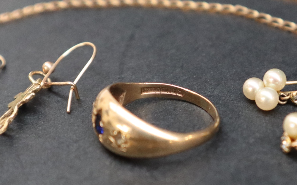 A 9ct gold gypsy ring, set with a sapphire and white stones size P, - Image 3 of 3