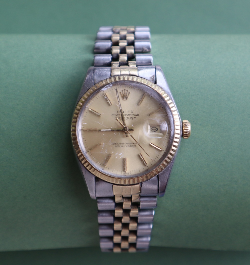 A Rolex Oyster Perpetual Datejust gold and stainless steel gentleman's wristwatch, reference no.