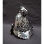 A chrome plated Merryweather type Fireman's helmet with dragon decorated comb,