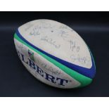 A 1999 Gilbert replica Rugby ball signed, including Chris Wyatt, Gareth Thomas, Gareth Jenkins,