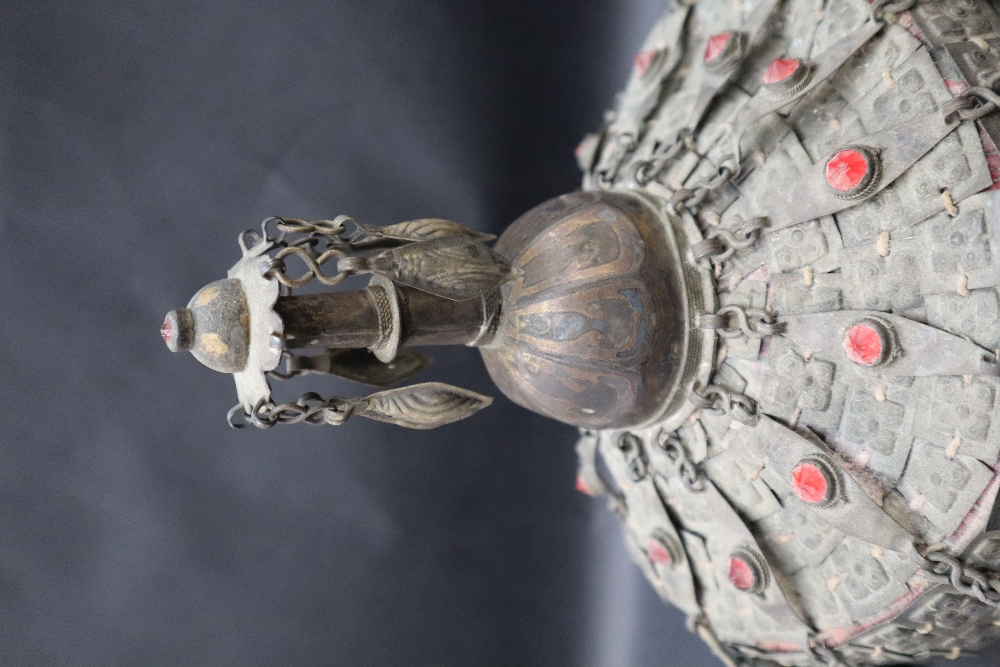 A Headdress / skull cap possibly Turkmenistan with a central finial, - Image 3 of 5