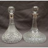 An Elizabeth II silver topped and cut glass ships decanter, Birmingham, 1996,