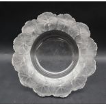 A Lalique Honfleur leaf pattern bowl, etched signature,