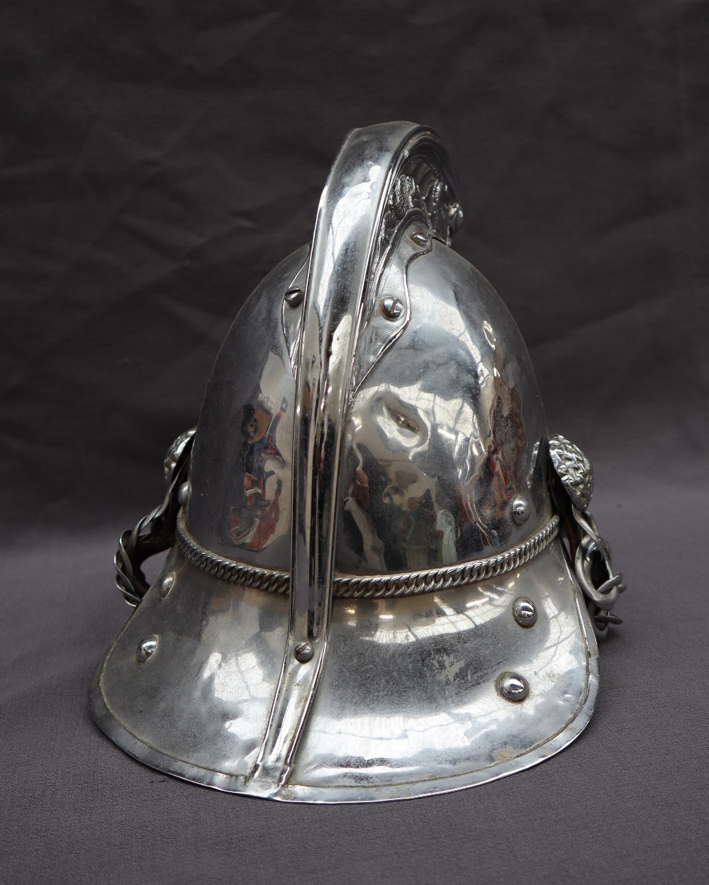 A chrome plated Merryweather type Fireman's helmet with dragon decorated comb, - Image 3 of 5
