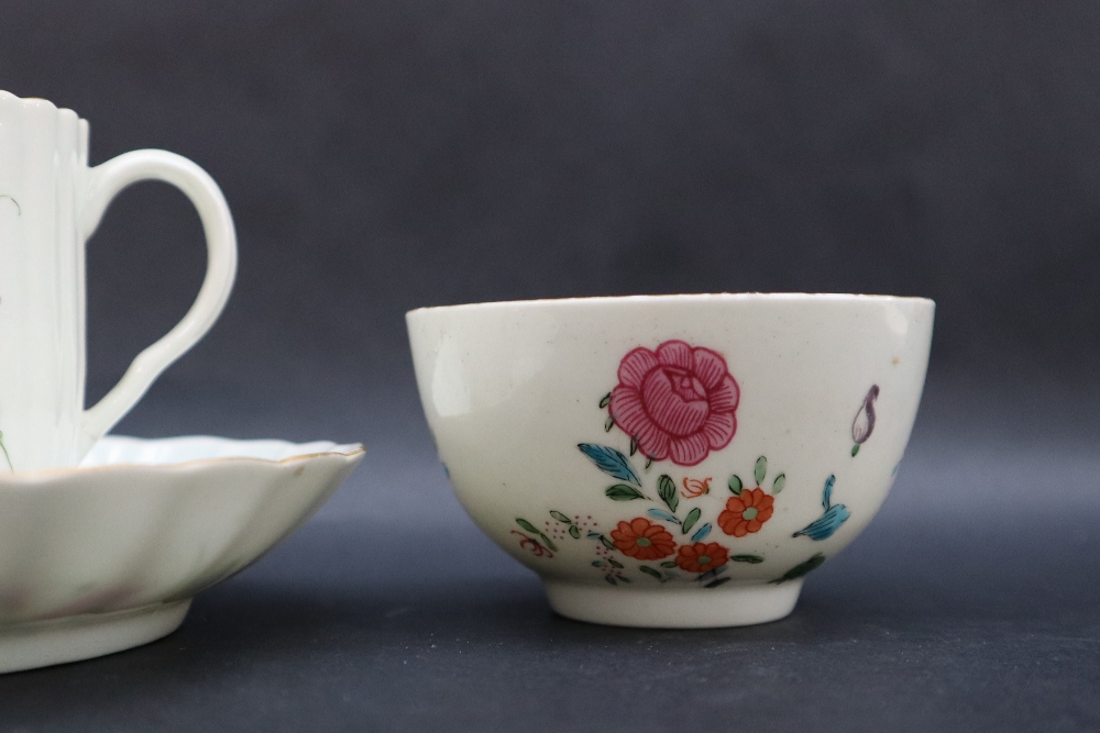 A First period Worcester fluted coffee cup and saucer of vertically fluted form, - Image 2 of 8
