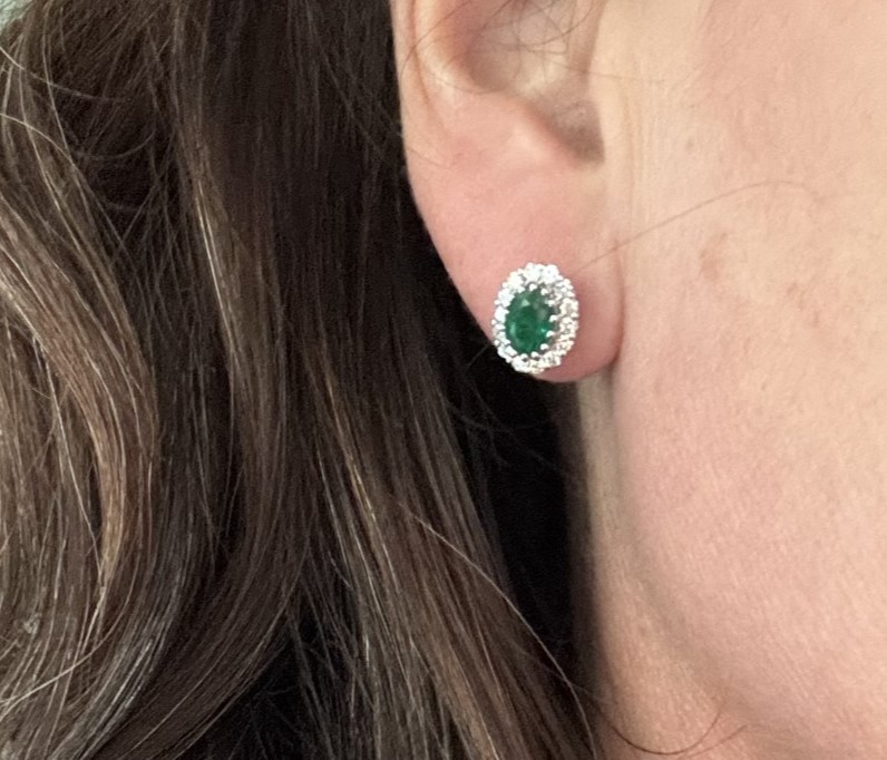 A pair of emerald and diamond cluster earrings, - Image 7 of 7