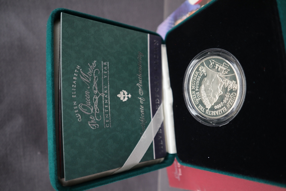 A silver Piedfort centenary crown, cased together with a 90th Birthday silver proof crown, - Image 2 of 4