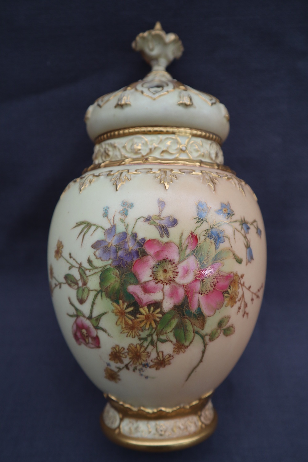 A Royal Worcester pot pourri vase and cover, the cover of crown shape with a pointed finial, - Image 3 of 7