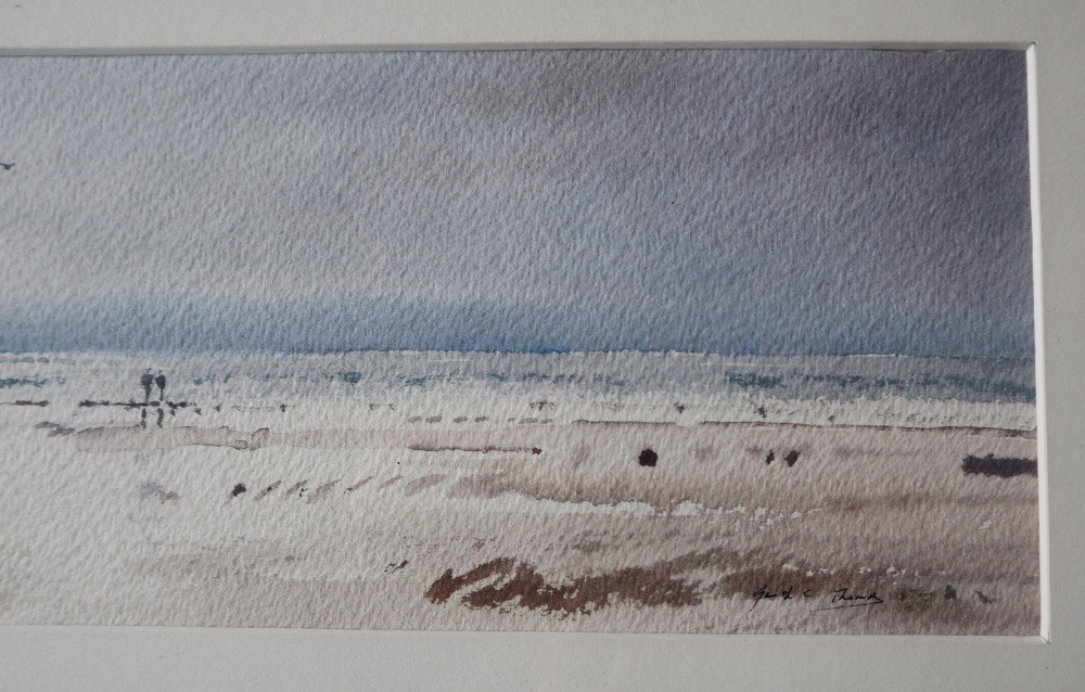 Gareth Thomas A beach scene Watercolour Signed 10. - Bild 3 aus 5