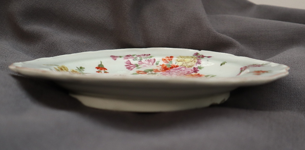 A porcelain plate with a shaped edge, painted with sprays of garden flowers, - Image 3 of 5