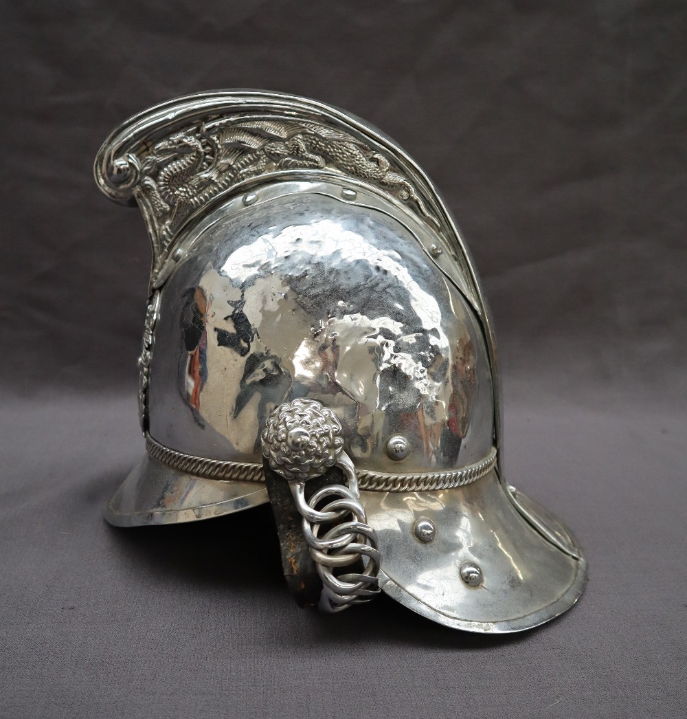 A chrome plated Merryweather type Fireman's helmet with dragon decorated comb, - Image 4 of 5