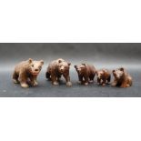 A collection of five Black Forest bears,