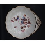 A Swansea porcelain shell dish decorated with the kingfisher pattern, marked Swansea in script, 21.