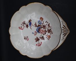 A Swansea porcelain shell dish decorated with the kingfisher pattern, marked Swansea in script, 21.