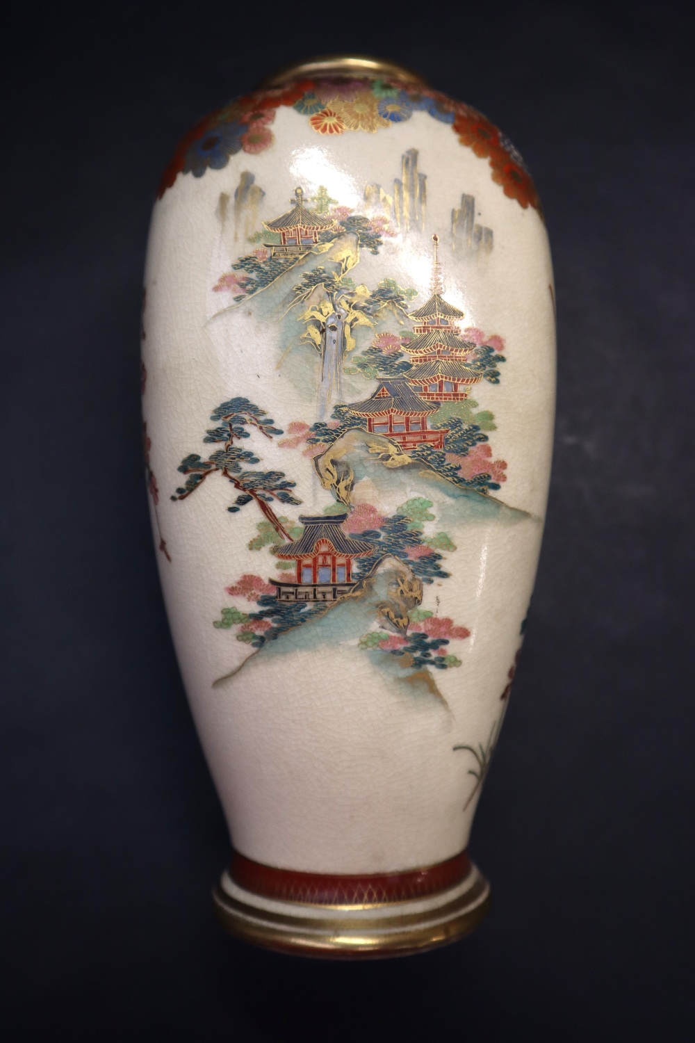 A Japanese satsuma pottery vase of tapering rectangular form painted with a landscape scene, - Image 7 of 8