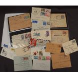 A folder of stamped envelopes all stencilled Tin Can Mail and other envelopes