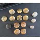 A set of ten GWR (Great Western Railway) brass buttons together with other railway related buttons