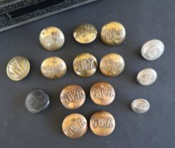 A set of ten GWR (Great Western Railway) brass buttons together with other railway related buttons