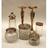 A pair of George V silver bud vases, Chester, 1911,