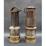 A Thomas's Patent brass and glass miners lamp,