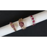 A 9ct gold ruby set cluster ring,