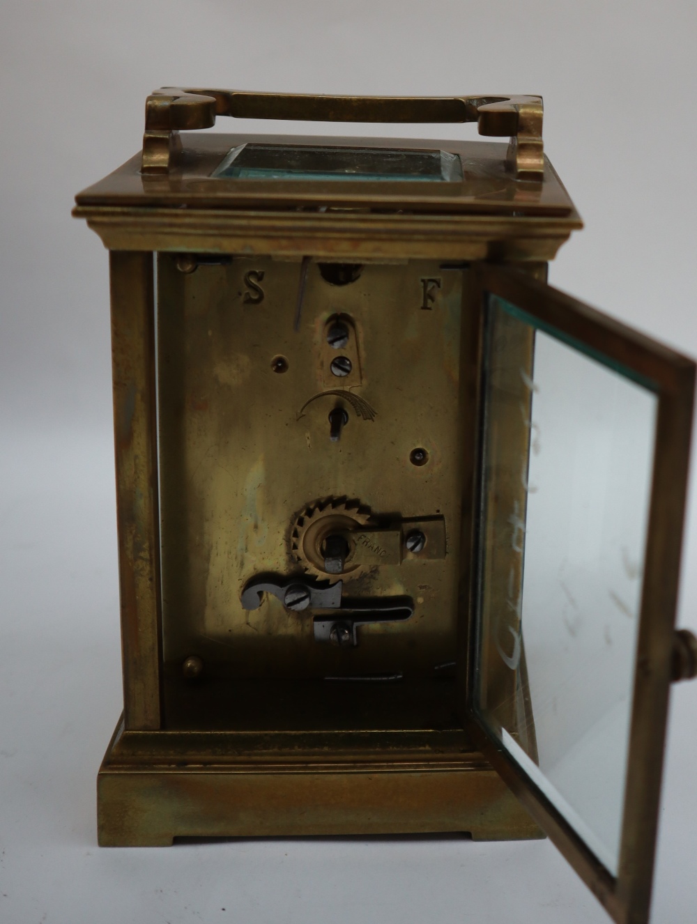 A brass cased carriage timepiece, - Bild 4 aus 9