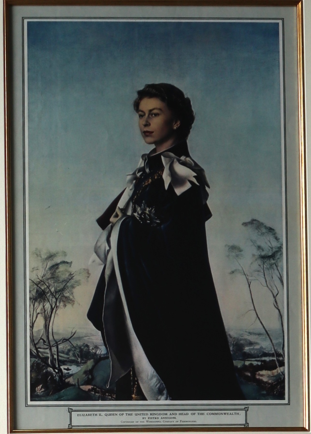Queen Elizabeth II a framed image of the young Queen after Pietro Annigoni together with an autopen - Bild 2 aus 4