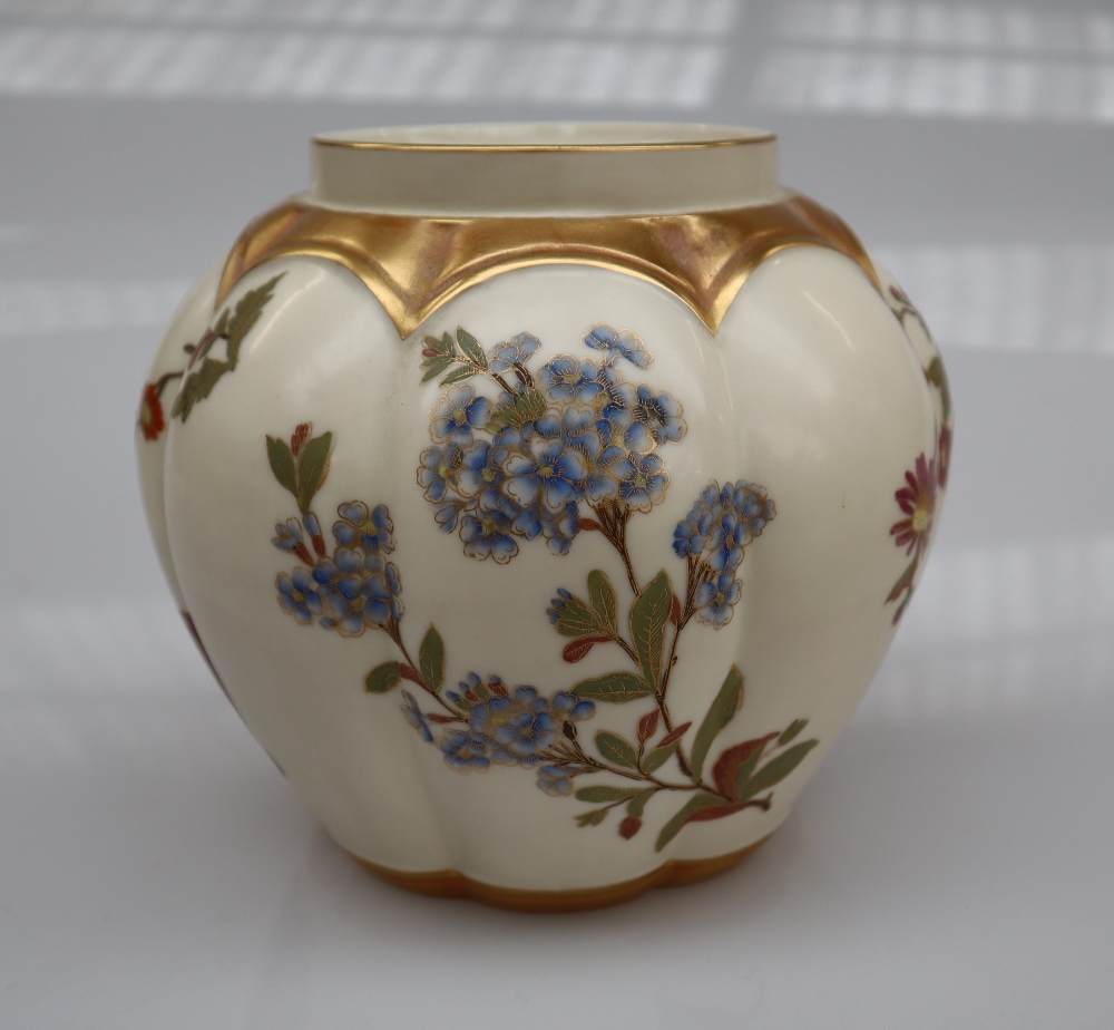 A pair of Royal Worcester porcelain ewers decorated with flowers and leaves number 1361 together - Image 8 of 11