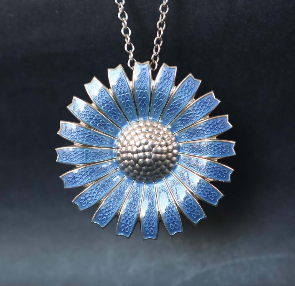 A Georg Jensen blue daisy brooch / pendant, - Image 2 of 7