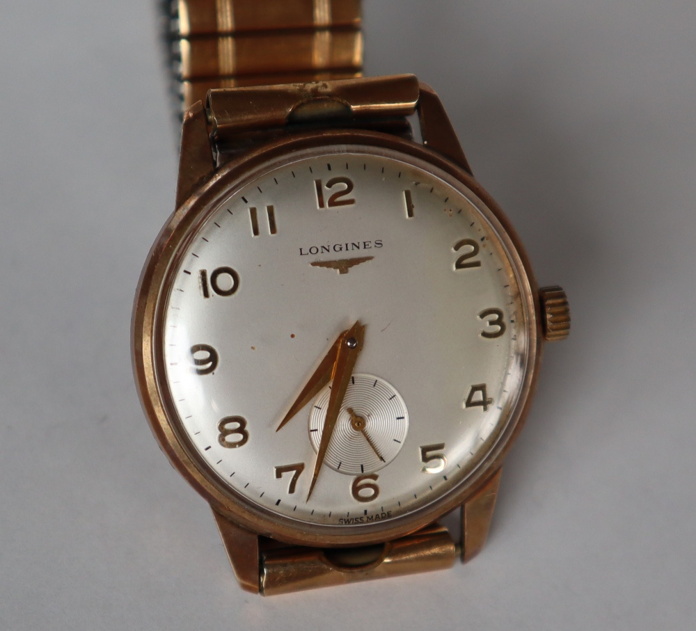 A 9ct Longines wristwatch, with a silvered dial, - Image 2 of 7