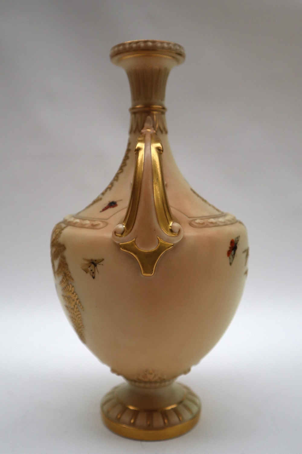 A Royal Worcester twin handled vase with a flared rim, - Image 6 of 7