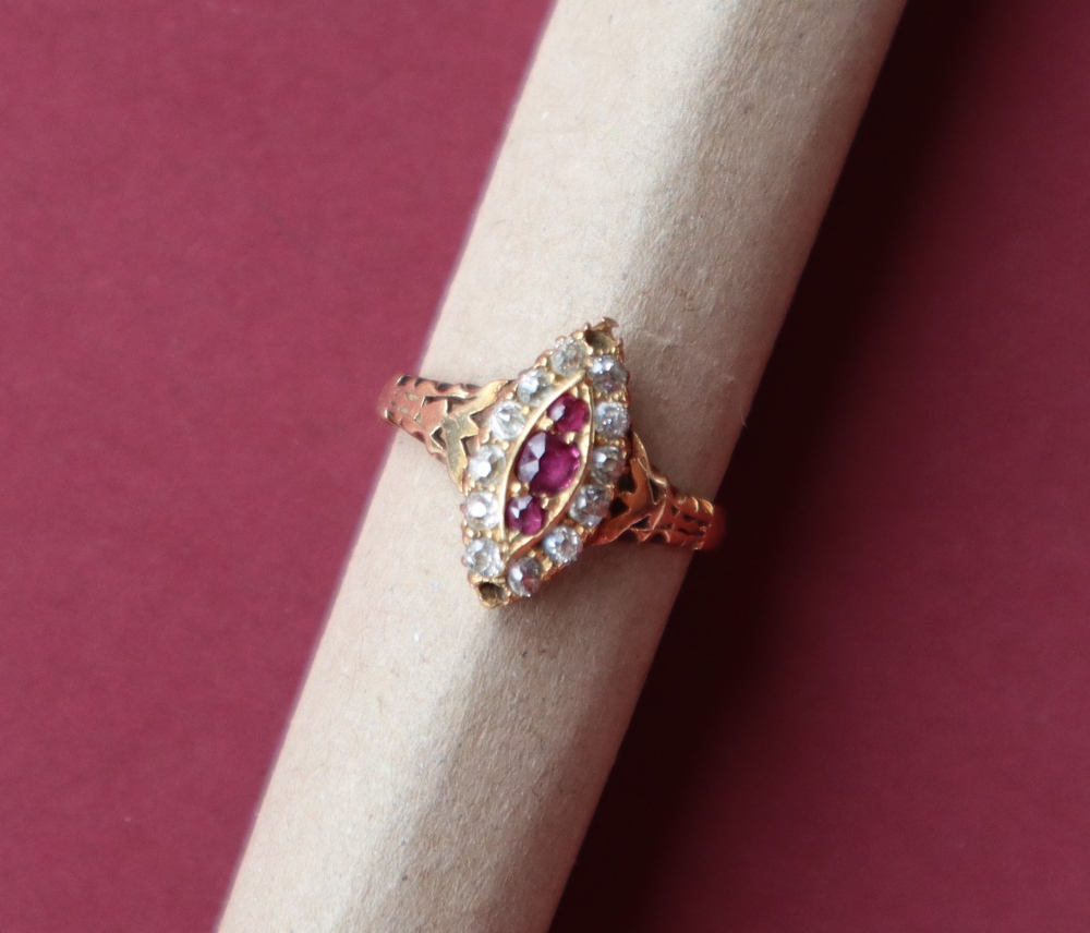 A ruby and diamond ring,