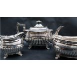 A George III Irish silver three piece tea set,