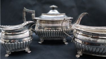 A George III Irish silver three piece tea set,